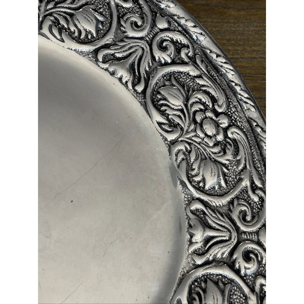 Wilton Armetale Pewter “William and Mary” Round Platter Tray Plate Charger 13”